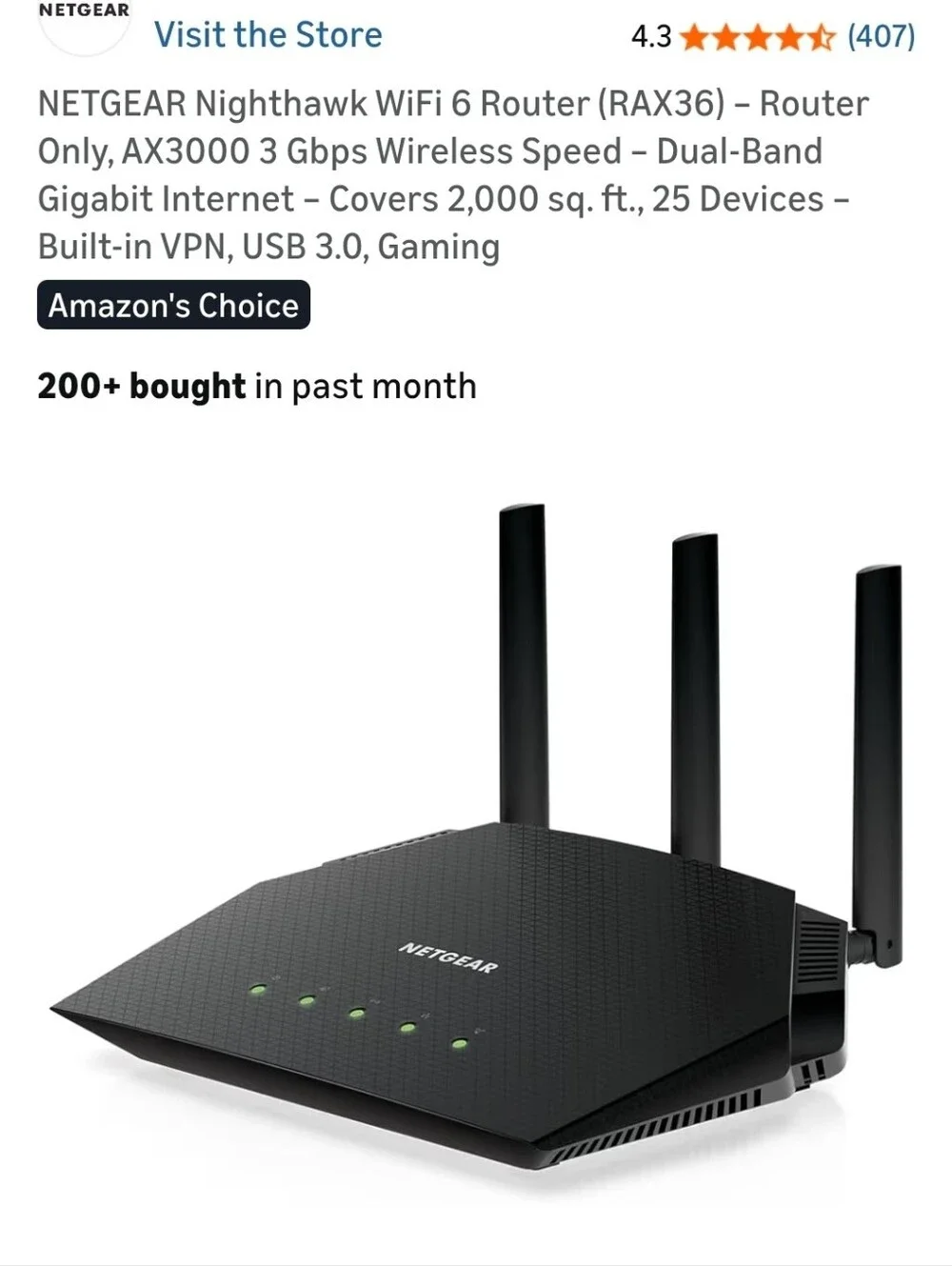 NETGEAR Nighthawk AX3000 AX4 Router in Black - Picture 4 of 4